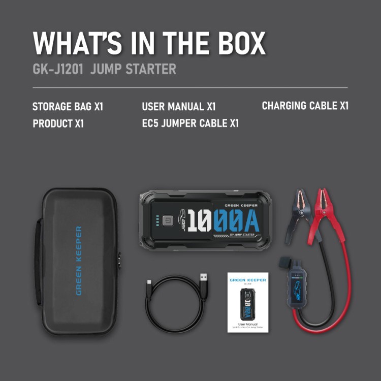 GreenKeeper GK-J1201 Car Jump Starter 1000A