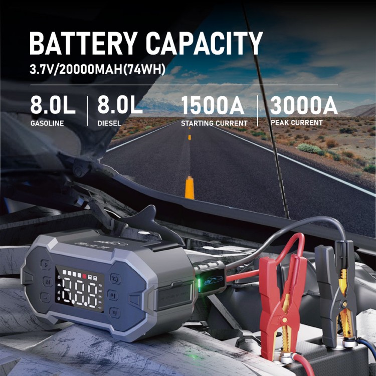 GreenKeeper GK-J1206P Jump Starter with Air Compressor 3000A