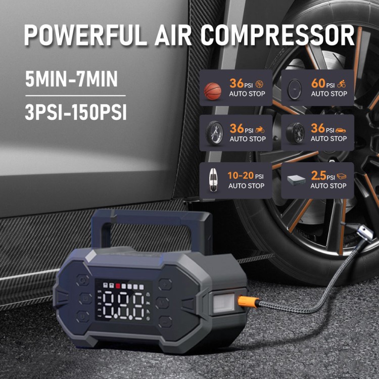 GreenKeeper GK-J1206P Jump Starter with Air Compressor 3000A